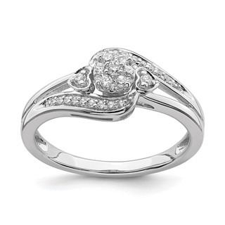 10k White Gold 1/5 carat Lab Grown Diamond VS/SI+ G+ Complete Cluster Engagement Ring