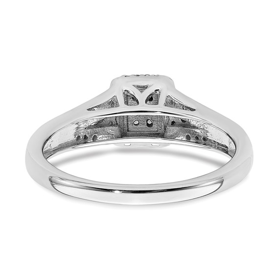 10k White Gold Rectangular Halo Cluster 1/5 carat Diamond Complete Engagement Ring