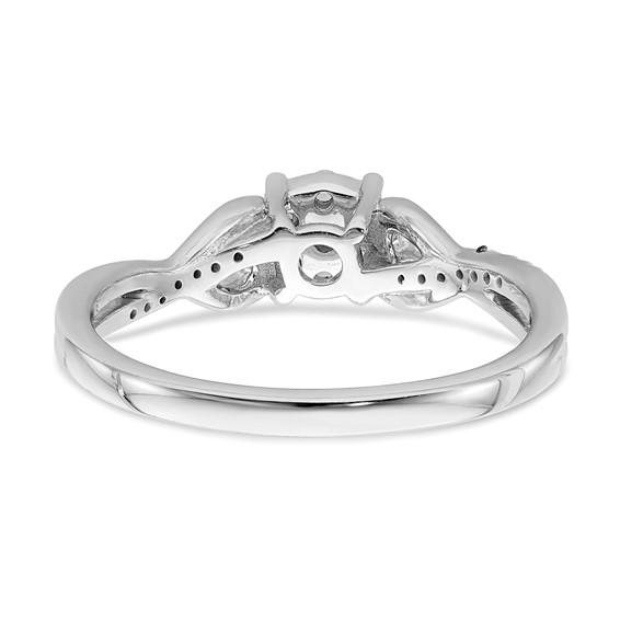 10k White Gold Cluster with 2 Hearts 1/6 carat Diamond Complete Engagement Ring