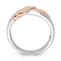 IBGoodman 14K Two-tone Rose and White Gold 0.17 Carat Lab Grown Diamond VS SI+ G+ Three Stone Complete Men's Ring view 3