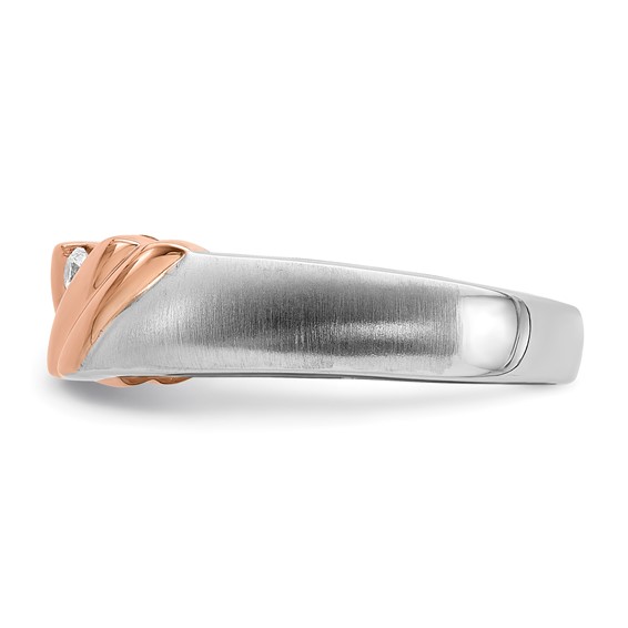 IBGoodman 14k Two-tone Rose and White Gold 1/6 carat Lab Grown Diamond VS/SI+ G+ Three Stone Complete Men's Ring