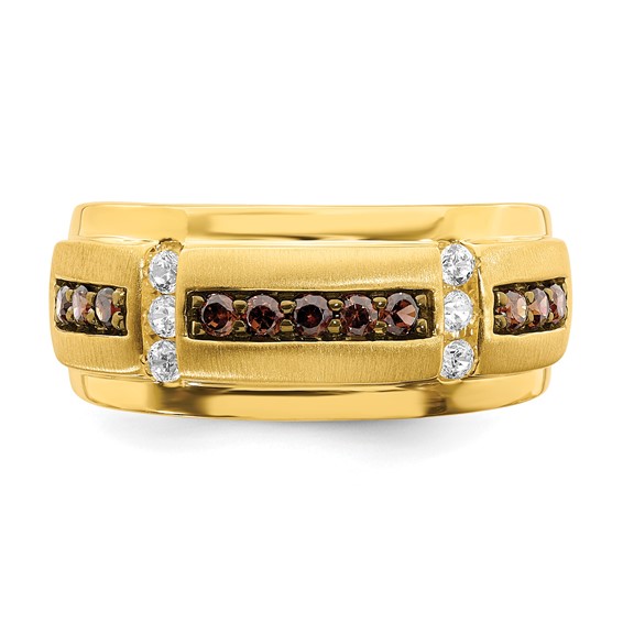 14k 1/2 carat Brown and White Diamond Complete Men's Ring