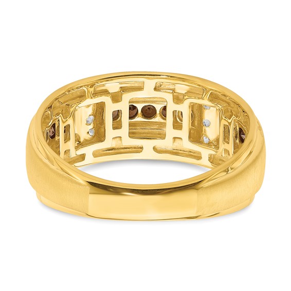 14k 1/2 carat Brown and White Diamond Complete Men's Ring