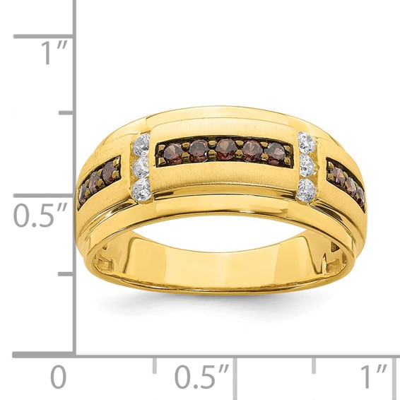 14k 1/2 carat Brown and White Diamond Complete Men's Ring