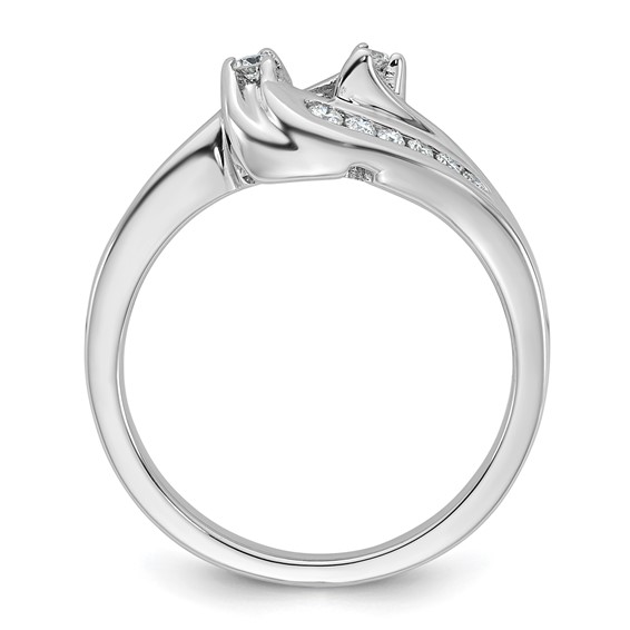 14k White Gold By-Pass Peg Set 1/3 carat Diamond Semi-mount Engagement Ring