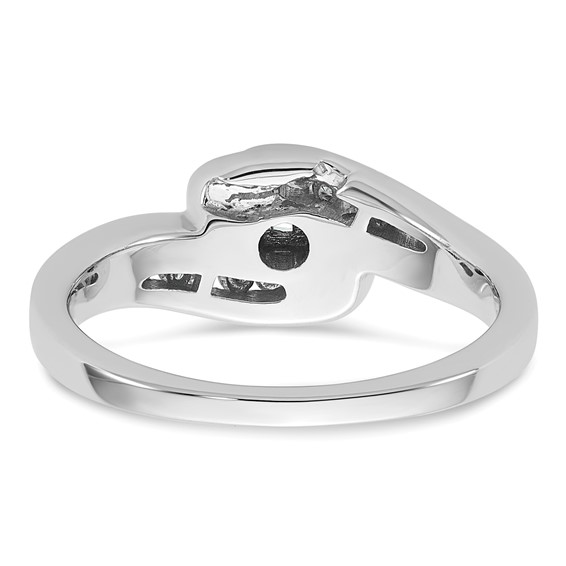 14k White Gold By-Pass Peg Set 1/3 carat Diamond Semi-mount Engagement Ring