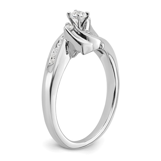 14k White Gold By-Pass Peg Set 1/3 carat Diamond Semi-mount Engagement Ring