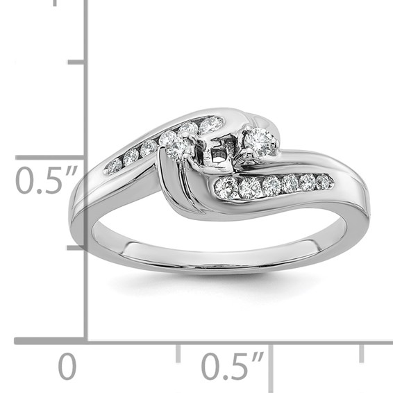 14k White Gold By-Pass Peg Set 1/3 carat Diamond Semi-mount Engagement Ring