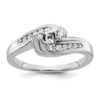 14k White Gold By-Pass Peg Set 1/3 carat Diamond Semi-mount Engagement Ring
