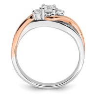 14K Two-tone Rose and White Gold 0.38 Carat Lab Grown Diamond VS SI+ G+ Round Complete Bypass Engagement Ring view 3