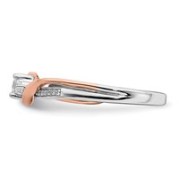 14K Two-tone Rose and White Gold 0.38 Carat Lab Grown Diamond VS SI+ G+ Round Complete Bypass Engagement Ring view 4