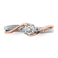 14K Two-tone Rose and White Gold 0.38 Carat Lab Grown Diamond VS SI+ G+ Round Complete Bypass Engagement Ring view 5