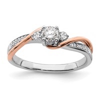 14K Two-tone Rose and White Gold 0.38 Carat Lab Grown Diamond VS SI+ G+ Round Complete Bypass Engagement Ring view 1