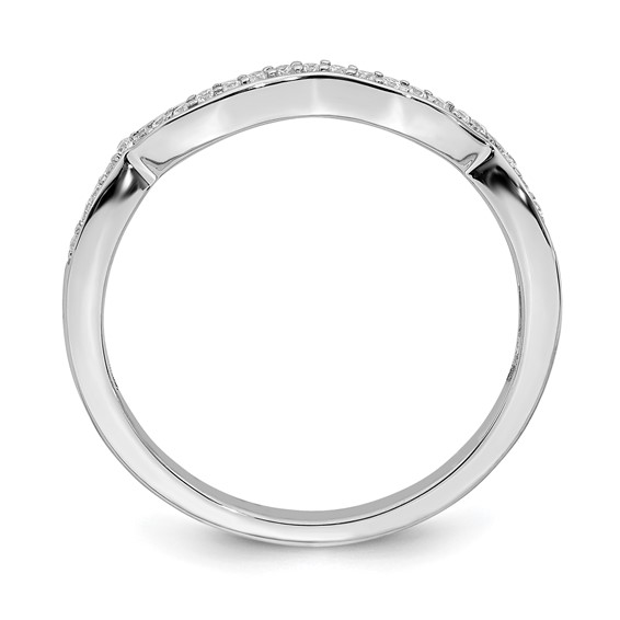 14k White Gold 1/10 carat Diamond Contoured Complete Wedding Band