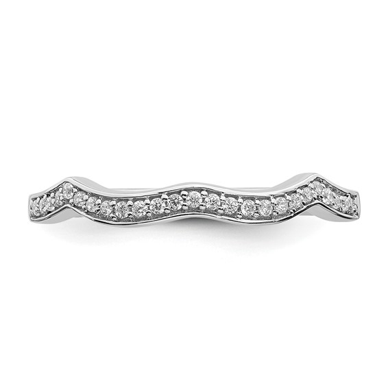 14k White Gold 1/10 carat Diamond Contoured Complete Wedding Band