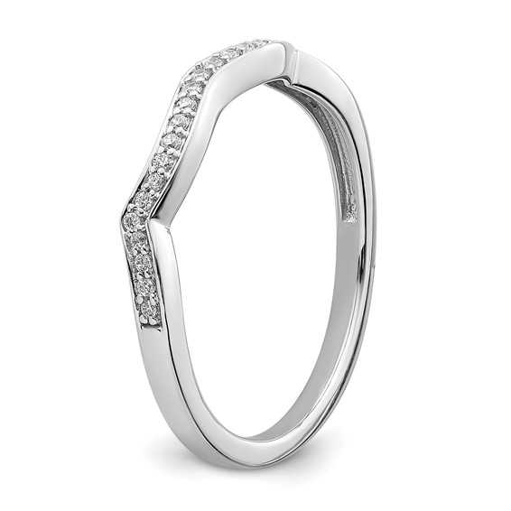 14k White Gold 1/10 carat Diamond Contoured Complete Wedding Band