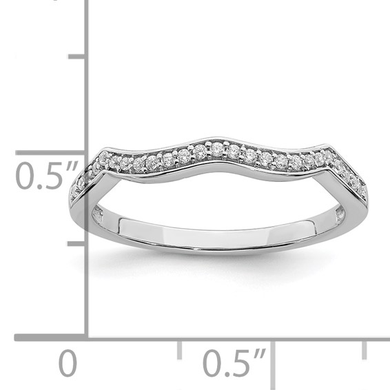 14k White Gold 1/10 carat Diamond Contoured Complete Wedding Band