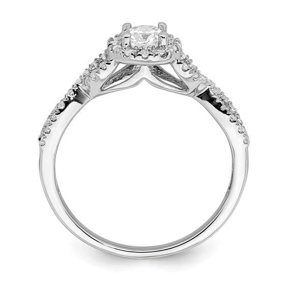 14k White Gold Halo Plus (Holds 1/3 carat (4.5mm Round Center) 1/4 carat Diamond Semi-Mount Engagement Ring