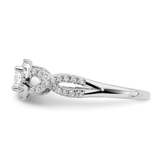 14k White Gold Halo Plus (Holds 1/3 carat (4.5mm Round Center) 1/4 carat Diamond Semi-Mount Engagement Ring