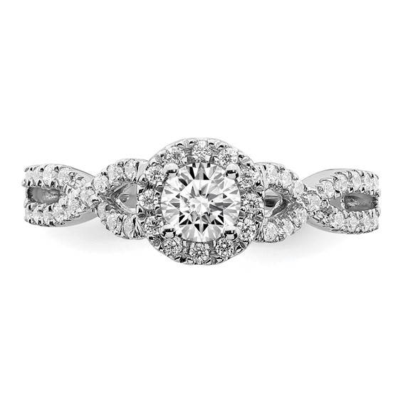 14k White Gold Halo Plus (Holds 1/3 carat (4.5mm Round Center) 1/4 carat Diamond Semi-Mount Engagement Ring