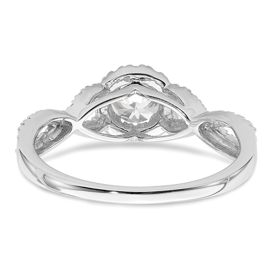 14k White Gold Halo Plus (Holds 1/3 carat (4.5mm Round Center) 1/4 carat Diamond Semi-Mount Engagement Ring