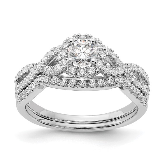 14k White Gold Halo Plus (Holds 1/3 carat (4.5mm Round Center) 1/4 carat Diamond Semi-Mount Engagement Ring