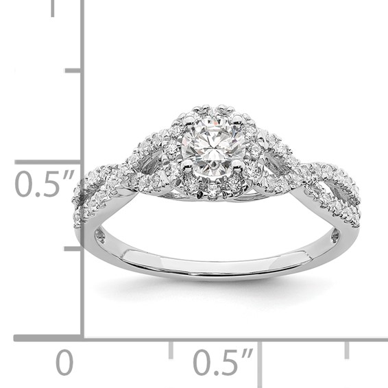 14k White Gold Halo Plus (Holds 1/3 carat (4.5mm Round Center) 1/4 carat Diamond Semi-Mount Engagement Ring