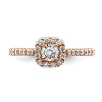 14K Rose Gold 0.75 Carat Lab Grown Diamond VS SI+ G+ Complete Round Halo Engagement Ring view 5