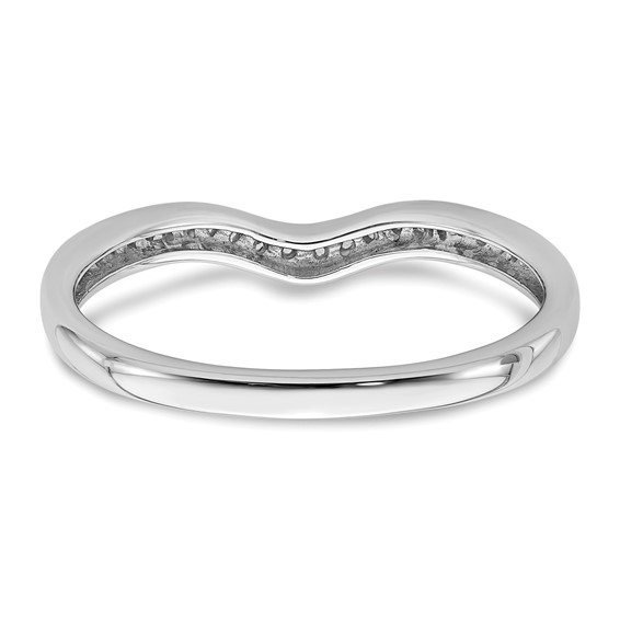 14k White Gold 1/10 carat Diamond Contoured Complete Wedding Band