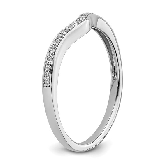 14k White Gold 1/10 carat Diamond Contoured Complete Wedding Band