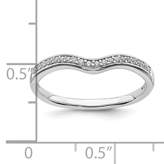 14k White Gold 1/10 carat Diamond Contoured Complete Wedding Band