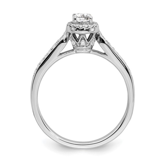 14k White Gold Halo (Holds 1/4 carat (4.1mm) Round Center) 1/6 carat Diamond Semi-mount Engagement Ring