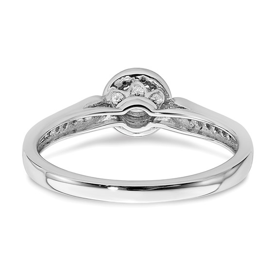 14k White Gold Halo (Holds 1/4 carat (4.1mm) Round Center) 1/6 carat Diamond Semi-mount Engagement Ring