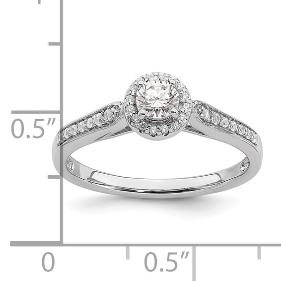 14k White Gold Halo (Holds 1/4 carat (4.1mm) Round Center) 1/6 carat Diamond Semi-mount Engagement Ring