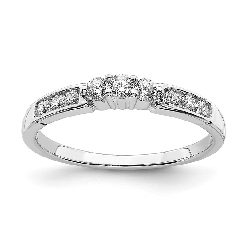 14k White Gold 1/4 carat Lab Grown Diamond VS/SI+ G+ Complete Round Size 8 Wedding Band