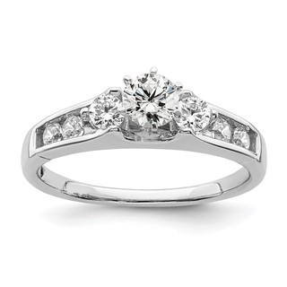 14k White Gold 5/8 carat Lab Grown Diamond VS/SI+ G+ Complete Round Size 5 Engagement Ring