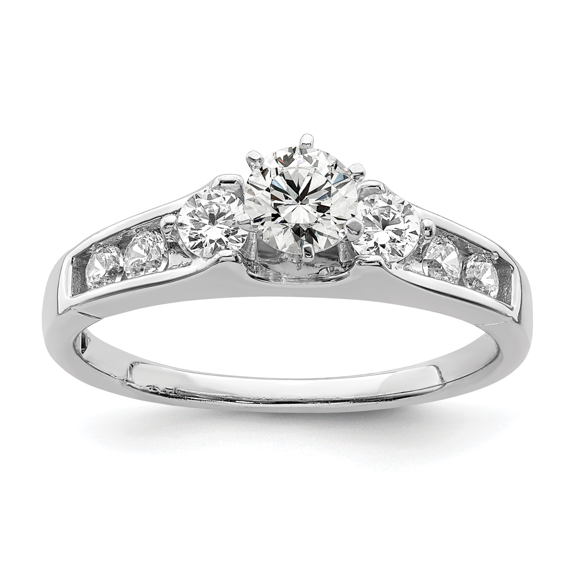 14k White Gold 5/8 carat Lab Grown Diamond VS/SI+ G+ Complete Round Size 7 Engagement Ring (RM6443E-037-7CWLG)