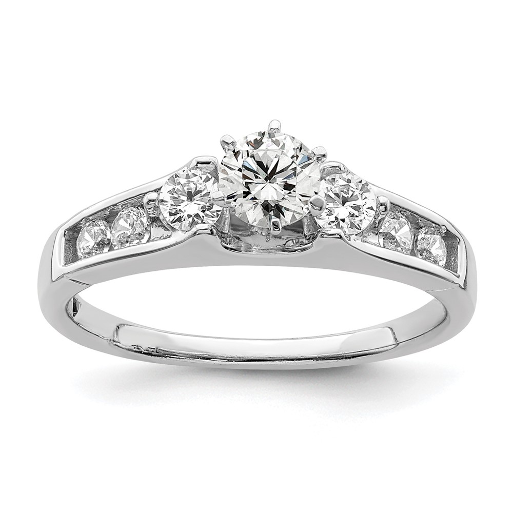 14k White Gold 5/8 carat Lab Grown Diamond VS/SI+ G+ Complete Round Size 7 Engagement Ring (RM6443E-037-7CWLG)