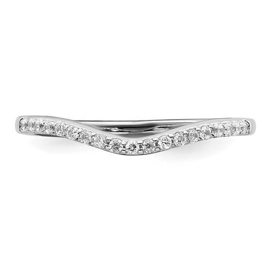 14k White Gold 1/6 carat Diamond Contoured Complete Wedding Band