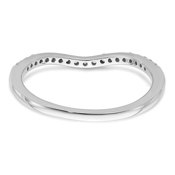 14k White Gold 1/6 carat Diamond Contoured Complete Wedding Band