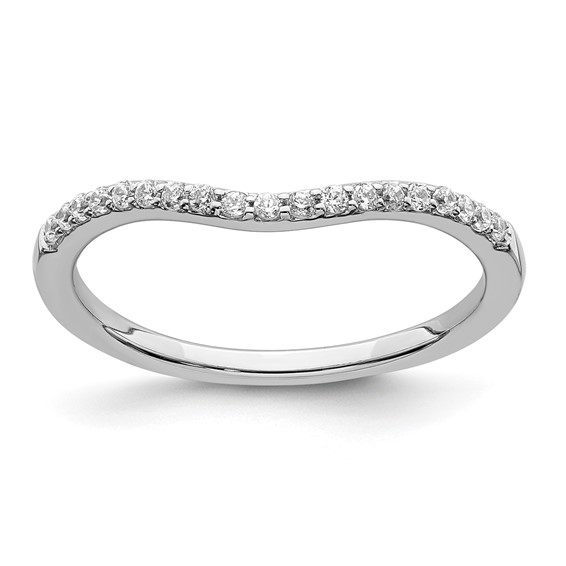 14k White Gold 1/6 carat Diamond Contoured Complete Wedding Band
