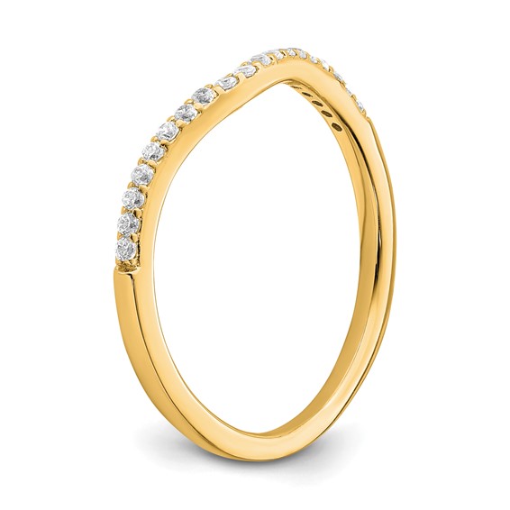 14k Yellow Gold Contoured Diamond Band