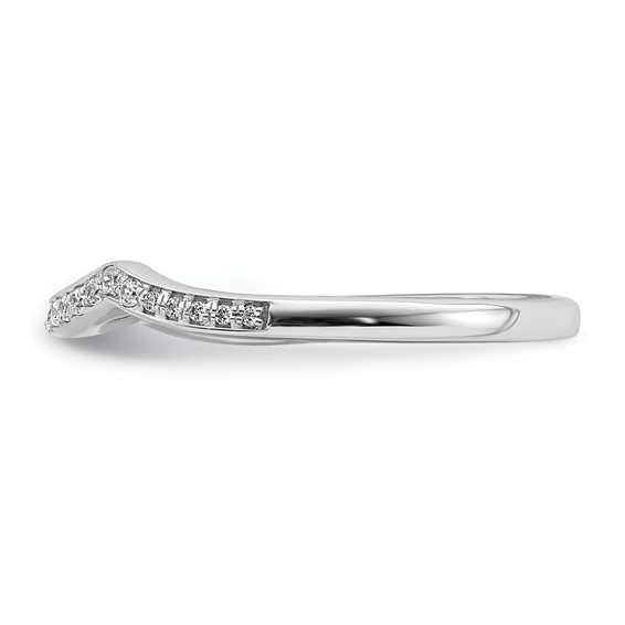 14k White Gold 1/8 carat Diamond Contoured Complete Wedding Band