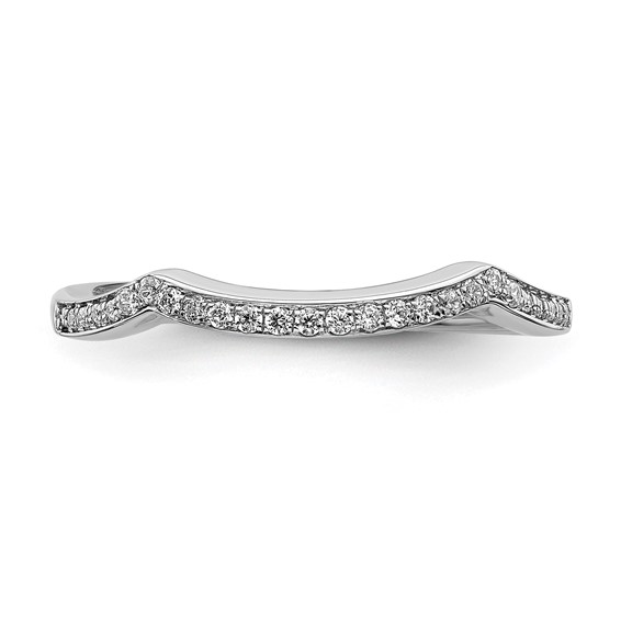 14k White Gold 1/8 carat Diamond Contoured Complete Wedding Band