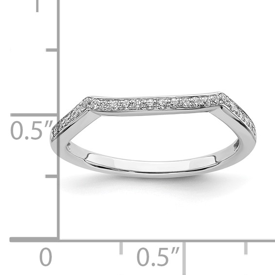 14k White Gold 1/8 carat Diamond Contoured Complete Wedding Band