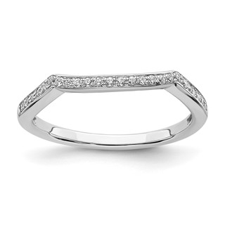 14k White Gold 1/8 carat Diamond Contoured Complete Wedding Band