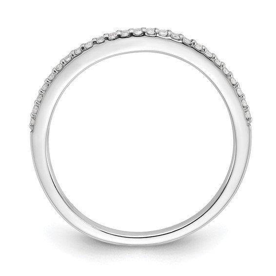 14k White Gold 1/8 carat Diamond Contoured Complete Wedding Band