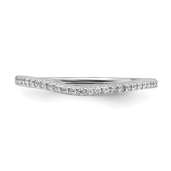 14k White Gold 1/8 carat Diamond Contoured Complete Wedding Band