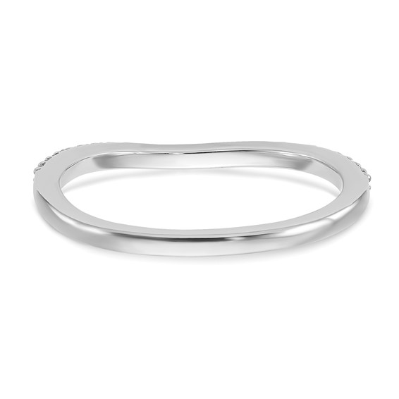 14k White Gold 1/8 carat Diamond Contoured Complete Wedding Band