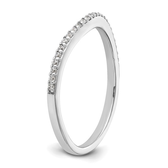 14k White Gold 1/8 carat Diamond Contoured Complete Wedding Band